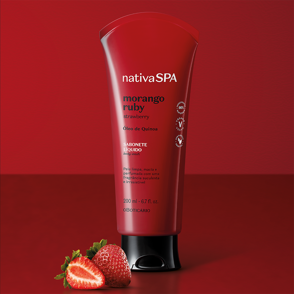 Sabonete Líquido Corporal Nativa Spa Morango Ruby, 200ml