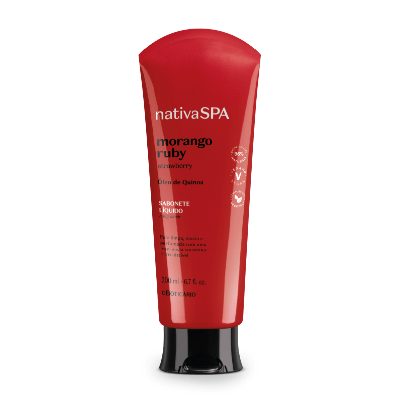 Sabonete Líquido Corporal Nativa Spa Morango Ruby, 200ml