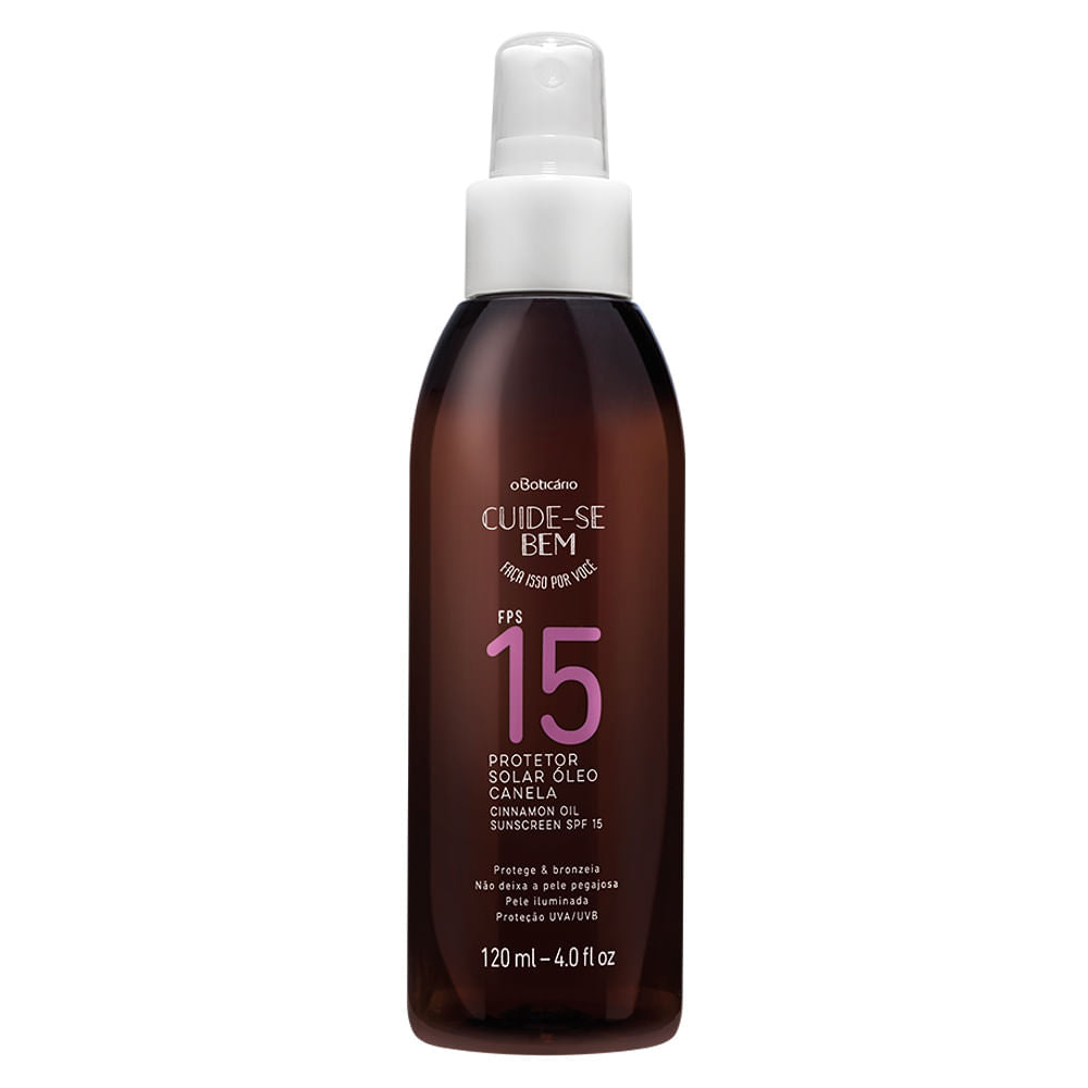 Protetor Solar Óleo de Canela FPS15 Cuide-se Bem, 120ml