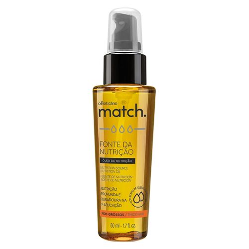 Óleo Capilar Cabelos Grossos Match Fonte de Nutrição, 50ml