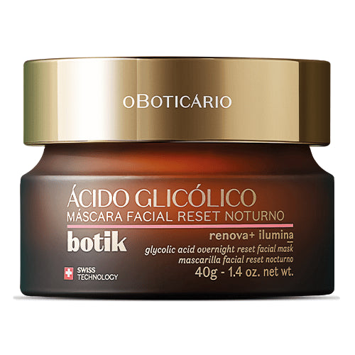 Máscara Facial Reset Noturno Ácido Glicólico Botik, 40g