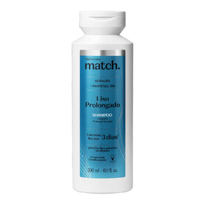 Shampoo de cabelos lisos. O shampoo do Boticário garante cabelos mais lisos em apenas 3 dias. A embalagem tem 300ml, é branca e tem um rótulo azul.